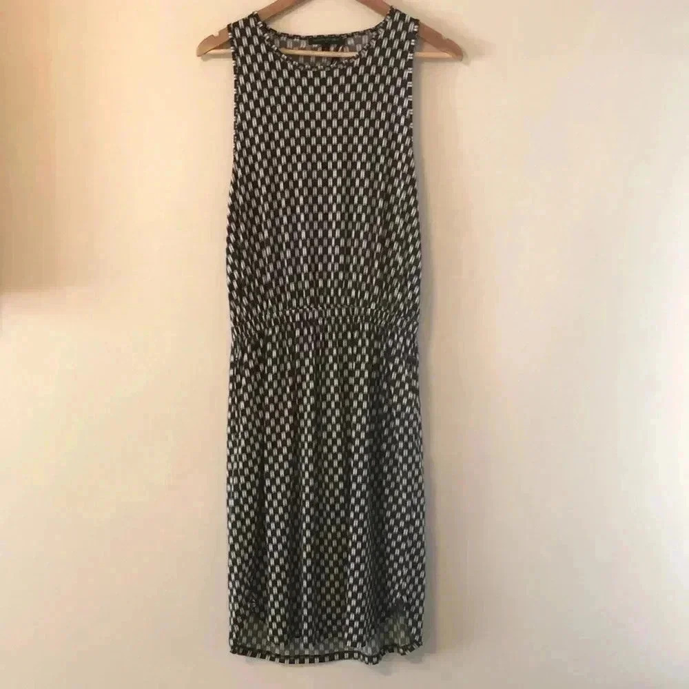 Banana Republic Knit Column Blue Geo Print Dress